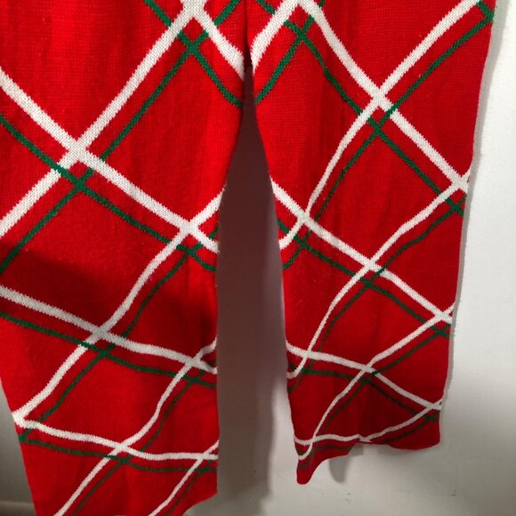 Spade Hill Knit Christmas Sweater Romper Overalls Plaid Red White Plaid XL Missi - Picture 5 of 9